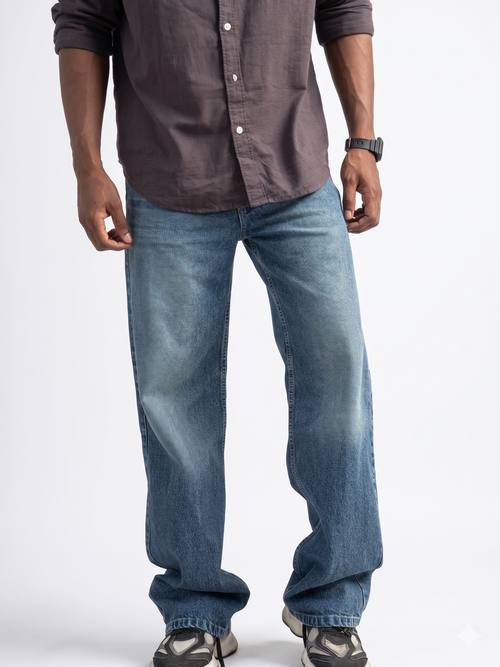 Light Blue Vintage Wash Relaxed Jeans