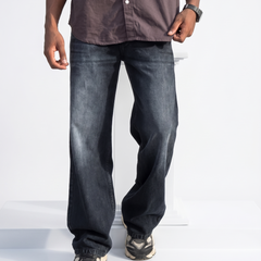 Washed Charcoal Black Baggy Jeans