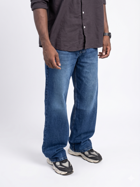 Deep Indigo Faded Relaxed Fit Jeans
