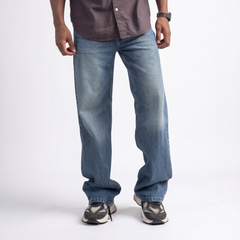 Light Blue Vintage Wash Relaxed Jeans