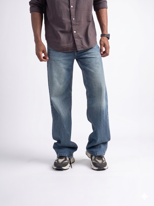 Light Blue Vintage Wash Relaxed Jeans