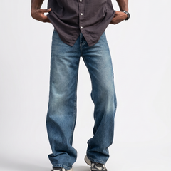 Light Blue Vintage Wash Relaxed Jeans