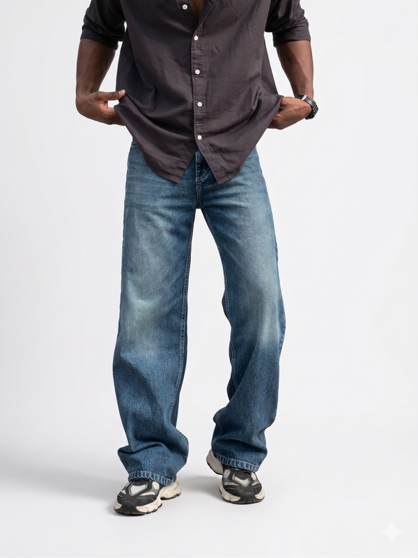 Light Blue Vintage Wash Relaxed Jeans