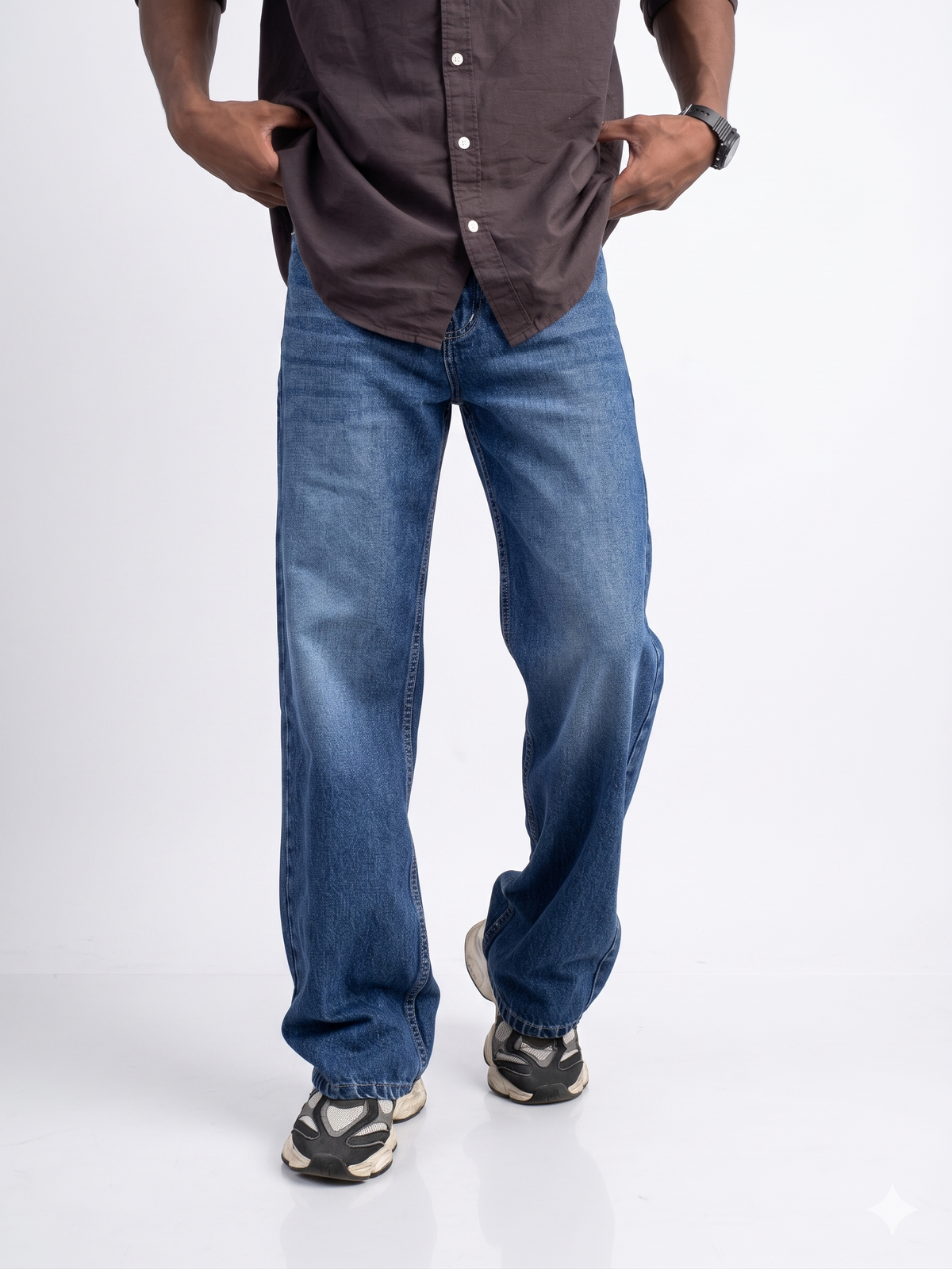 Deep Indigo Faded Relaxed Fit Jeans
