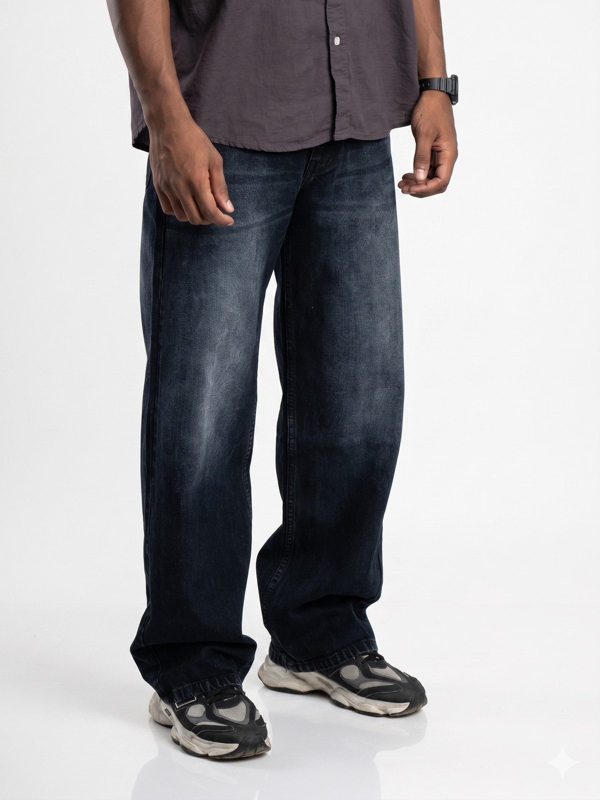 Washed Charcoal Black Baggy Jeans