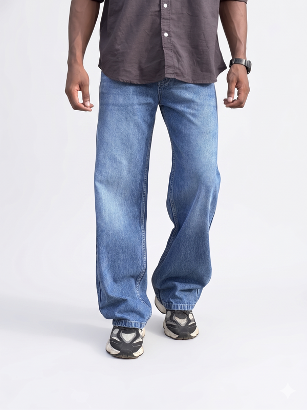 Classic Blue Stonewash Baggy Jeans