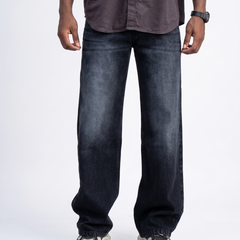 Washed Charcoal Black Baggy Jeans