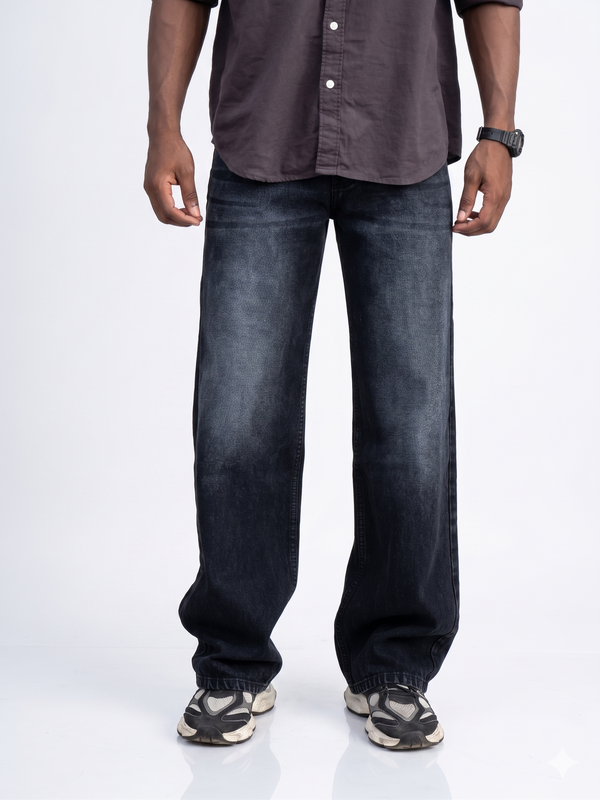 Washed Charcoal Black Baggy Jeans